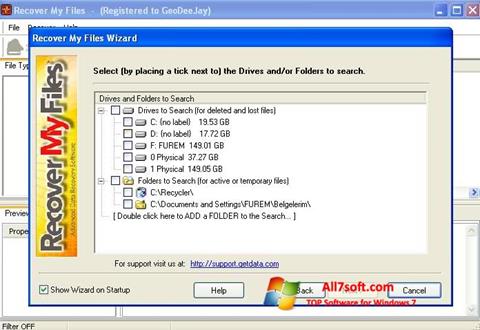 Captură de ecran Recover My Files pentru Windows 7