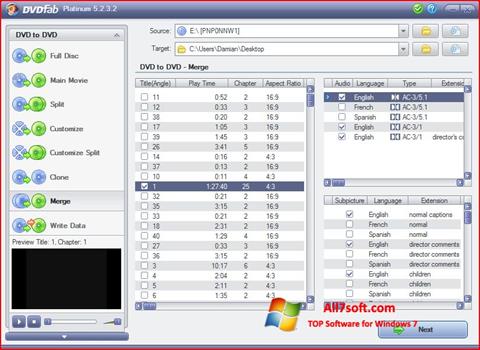 Captură de ecran DVDFab pentru Windows 7