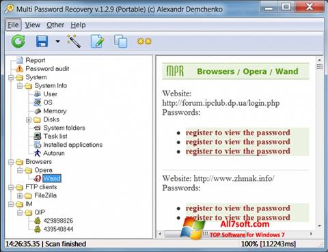 Captură de ecran Multi Password Recovery pentru Windows 7