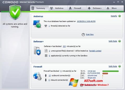 Captură de ecran Comodo Internet Security Premium pentru Windows 7