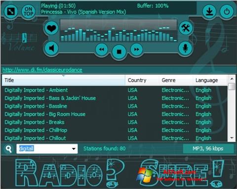 Captură de ecran RadioSure pentru Windows 7