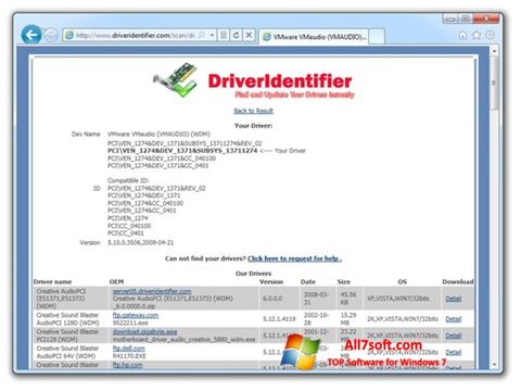 Captură de ecran Driver Identifier pentru Windows 7