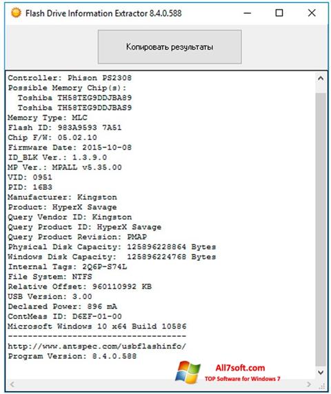 Captură de ecran Flash Drive Information Extractor pentru Windows 7