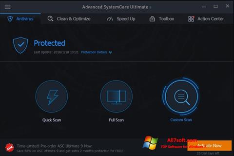Captură de ecran Advanced SystemCare pentru Windows 7