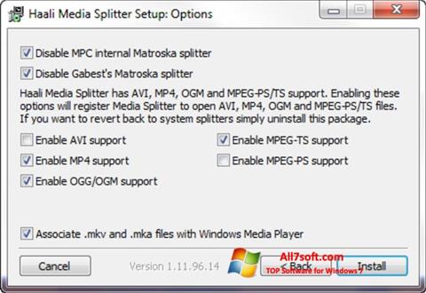 Captură de ecran Haali Media Splitter pentru Windows 7