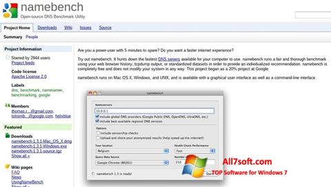 Captură de ecran NameBench pentru Windows 7