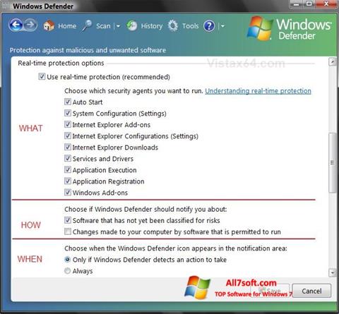 Captură de ecran Windows Defender pentru Windows 7