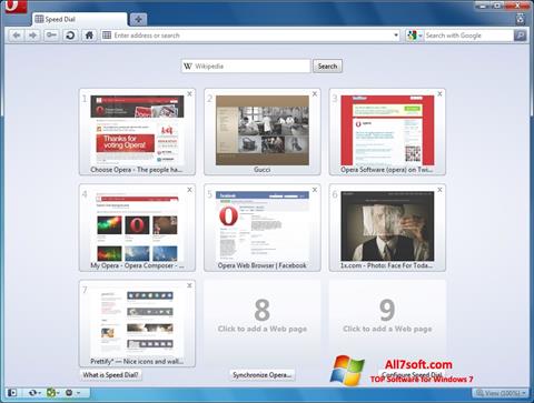 Captură de ecran Opera pentru Windows 7