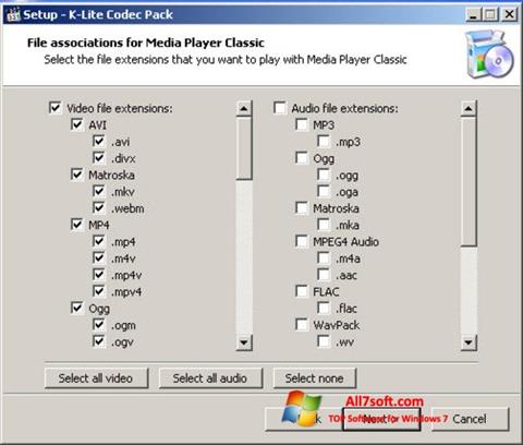 Captură de ecran K-Lite Codec Pack pentru Windows 7