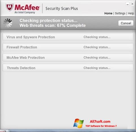 Captură de ecran McAfee Security Scan Plus pentru Windows 7