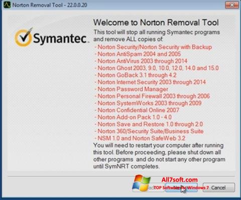 Captură de ecran Norton Removal Tool pentru Windows 7