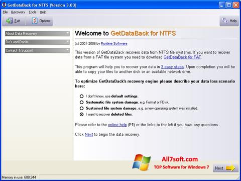 Captură de ecran GetDataBack pentru Windows 7