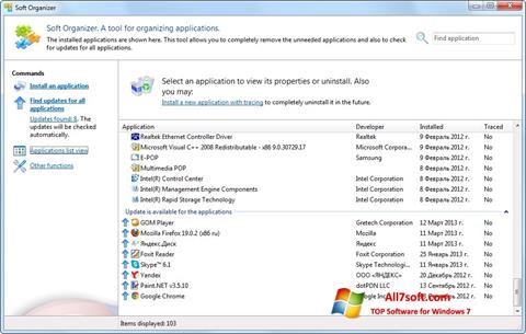 Captură de ecran Soft Organizer pentru Windows 7