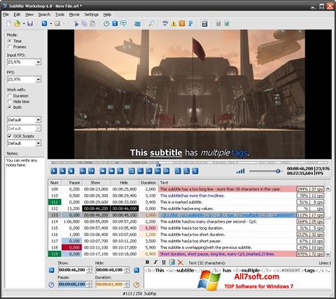 Captură de ecran Subtitle Workshop pentru Windows 7