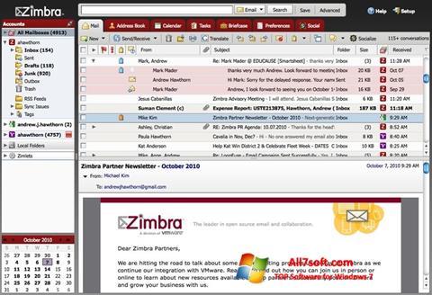 Captură de ecran Zimbra Desktop pentru Windows 7