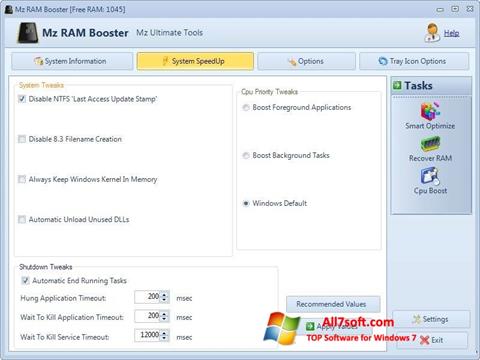 Captură de ecran Mz RAM Booster pentru Windows 7