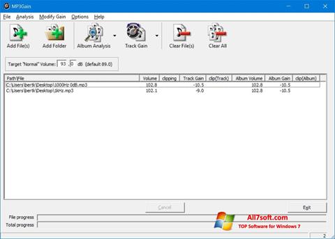 Captură de ecran MP3Gain pentru Windows 7