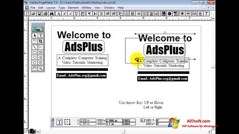 Captură de ecran Adobe PageMaker pentru Windows 7
