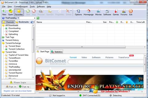 Captură de ecran BitComet pentru Windows 7