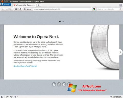 Captură de ecran Opera Developer pentru Windows 7