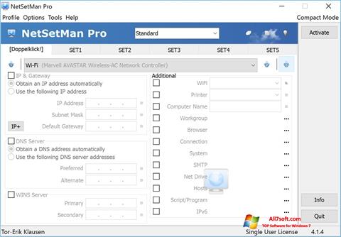 Captură de ecran NetSetMan pentru Windows 7