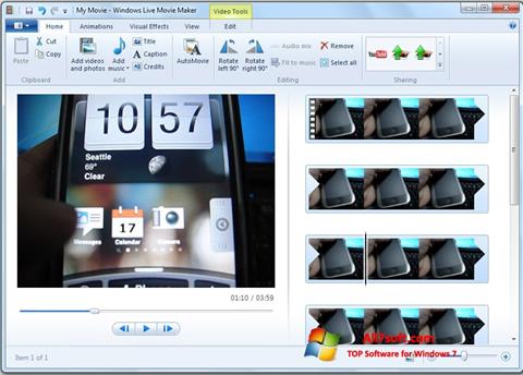 Captură de ecran Windows Live Movie Maker pentru Windows 7