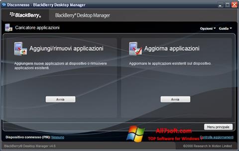 Captură de ecran BlackBerry Desktop Manager pentru Windows 7
