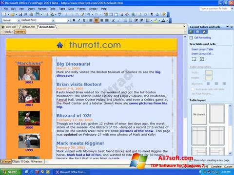 Captură de ecran Microsoft FrontPage pentru Windows 7