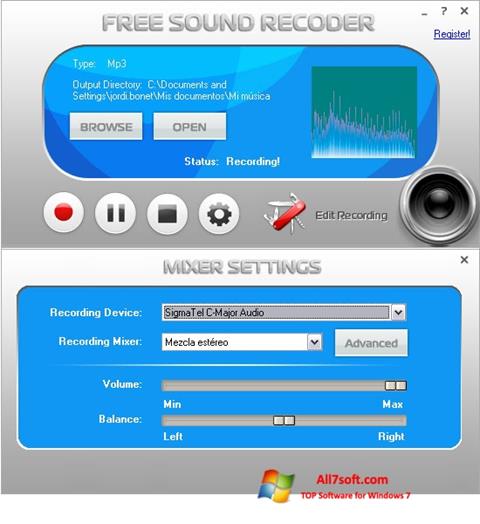Captură de ecran Free Sound Recorder pentru Windows 7