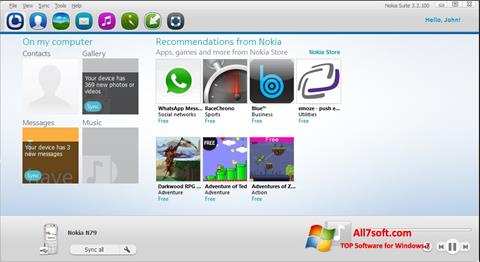 Captură de ecran Nokia PC Suite pentru Windows 7