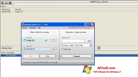 Captură de ecran Ammyy Admin pentru Windows 7
