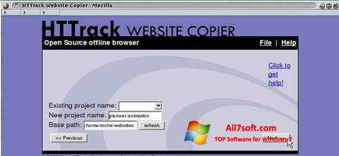 Captură de ecran HTTrack Website Copier pentru Windows 7