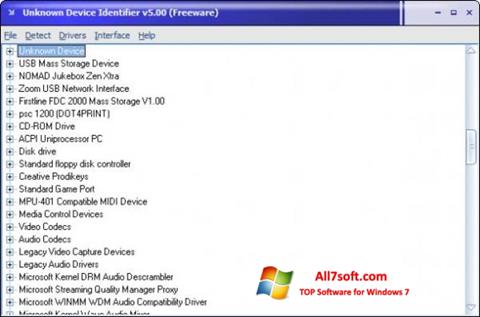 Captură de ecran Unknown Device Identifier pentru Windows 7