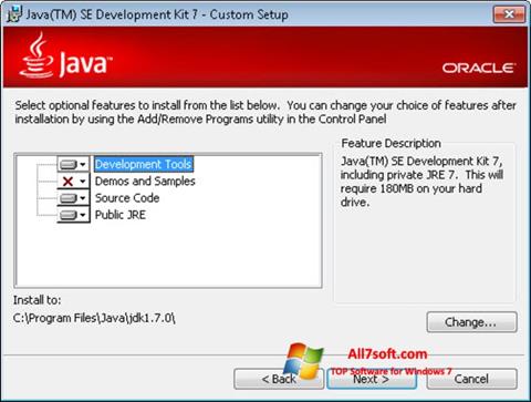 Captură de ecran Java Development Kit pentru Windows 7