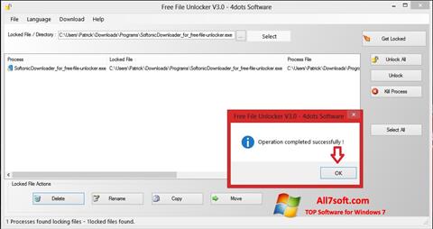 Captură de ecran Free File Unlocker pentru Windows 7