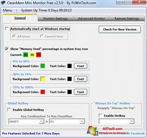 Captură de ecran CleanMem pentru Windows 7