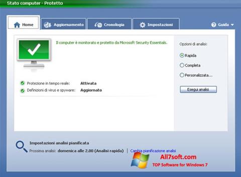 Captură de ecran Microsoft Security Essentials pentru Windows 7