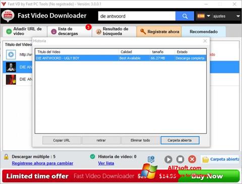 Captură de ecran Fast Video Downloader pentru Windows 7