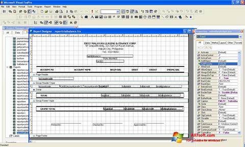 Captură de ecran Microsoft Visual FoxPro pentru Windows 7