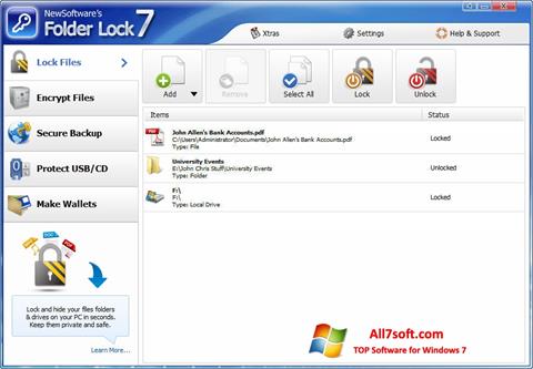 Captură de ecran Folder Lock pentru Windows 7