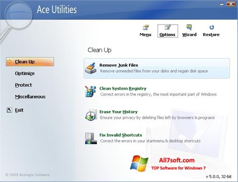 Captură de ecran Ace Utilities pentru Windows 7