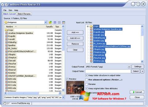 Captură de ecran FastStone Photo Resizer pentru Windows 7