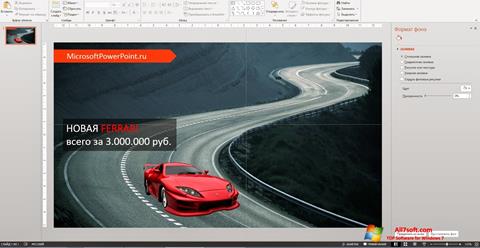 Captură de ecran Microsoft PowerPoint pentru Windows 7