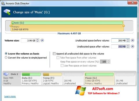 Captură de ecran Acronis Disk Director pentru Windows 7