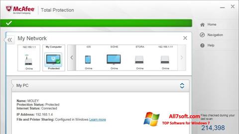 Captură de ecran McAfee Total Protection pentru Windows 7