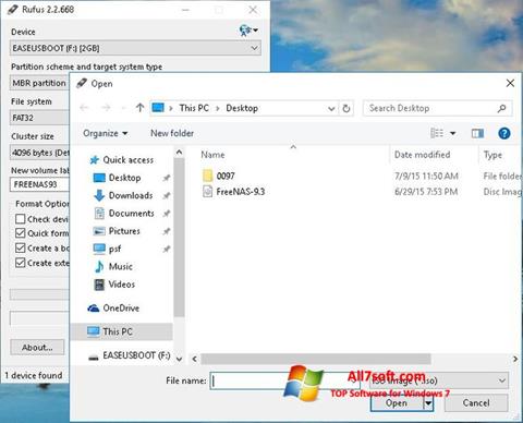 Captură de ecran Rufus pentru Windows 7