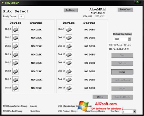 Captură de ecran AlcorMP pentru Windows 7