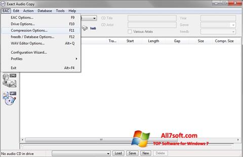 Captură de ecran Exact Audio Copy pentru Windows 7