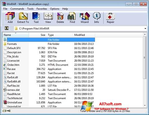 Captură de ecran WinRAR pentru Windows 7