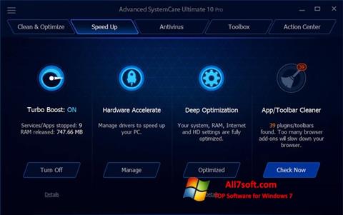 Captură de ecran Advanced SystemCare Ultimate pentru Windows 7